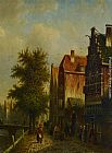 Johannes Franciscus Spohler Canvas Paintings - Beside The Canal